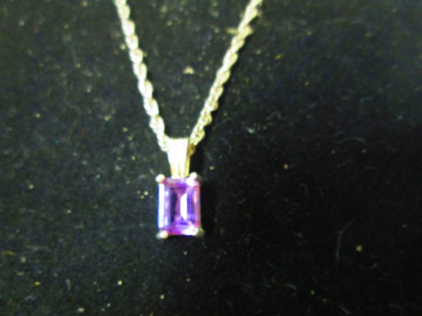 Beautiful Sterling Silver Necklace with Amethyst Stone Pendant in original box