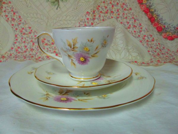 Beautiful Tea Cup and Saucer Beautiful Vintage Duchess England Fine Bone China Tea Cup and Sauce with Dessert plate 3 piece set