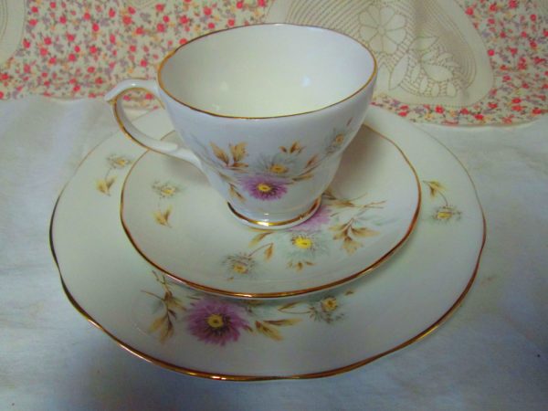 Beautiful Tea Cup and Saucer Beautiful Vintage Duchess England Fine Bone China Tea Cup and Sauce with Dessert plate 3 piece set