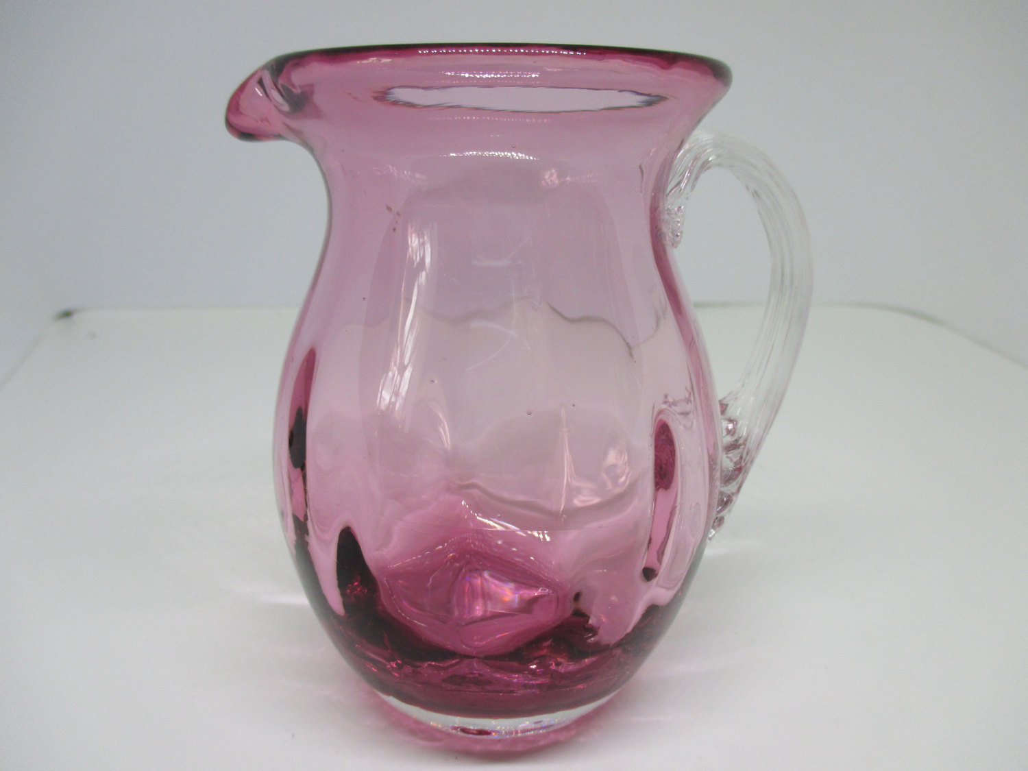 Small Vintage Hand Blown Ribbed Textured Clear Glass Serving Pitcher, -  Ruby Lane