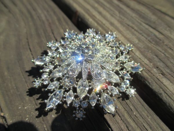 Beautiful Vintage Large Rhinestone Brooch R.J. Graziano Stunning Sparkly Pin Brooch Jewelry Glitter Glitz Glam Shine silvertone