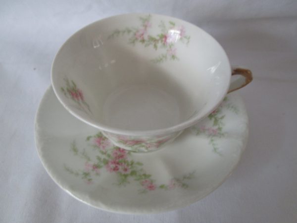 Beautiful Vintage Tea Cup and Saucer Fine Bone China Theadore Haviland Limoges France Pink Floral tea cup and saucer