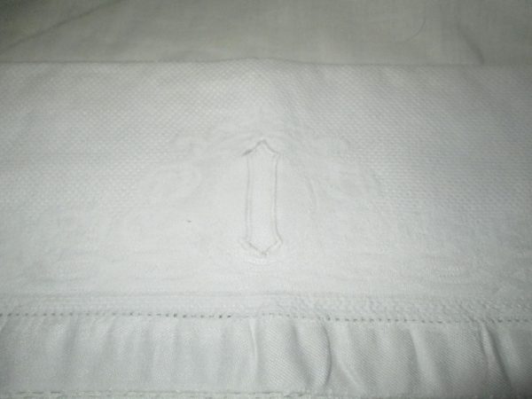 Damask White Cotton Hand Towel with Monogram D or O Floral damask white on white Nice