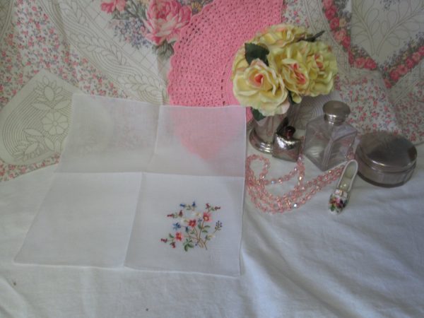 Delicate Cotton Machine Embroidered Floral Handkerchief hankie