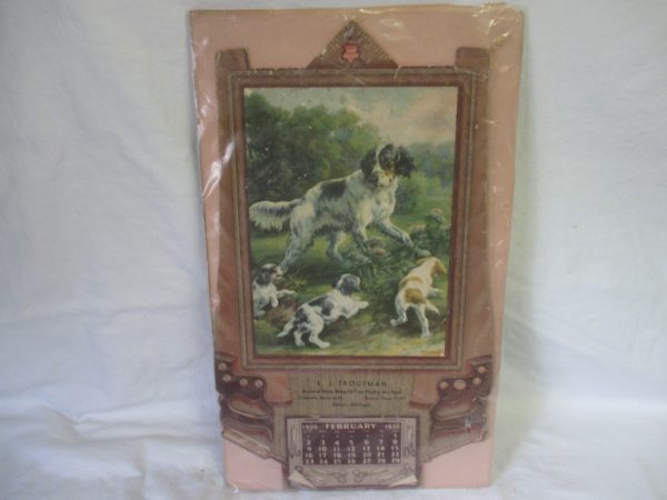 Dog Hunting calendar dog print calendar Spaniels E. J. Troutman General Store, Bring Us Your Poultry and Eggs