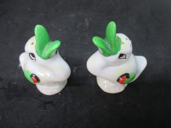 Ducklings Salt & Pepper Shakers decor collectible display tableware dinning kitchen farmhouse cottage Japan Green beaks and wings