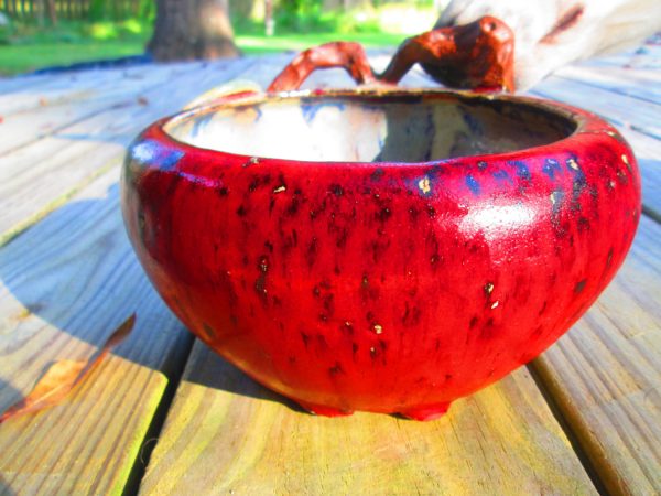 Fantastic Art Pottery Artisan Made Bowl Planter Pot Floral Leaf Decor Decorative Bowl