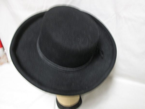 Fantastic Black 100% Wool Fedora Hat Women's Womens hat wool Bollman USA 1940's with Lanyard at base Wide brim hat
