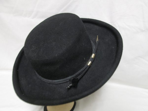 Fantastic Black 100% Wool Fedora Hat Women's Womens hat wool Bollman USA 1940's with Lanyard at base Wide brim hat