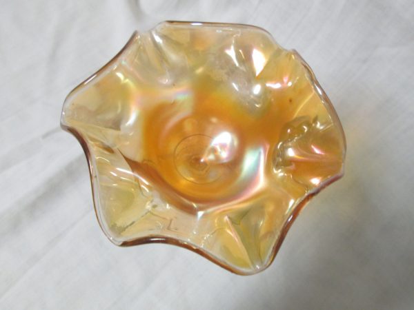 Fantastic Carnival Glass Compote Clear Pedestal Beautiful decorative Mid Century Glass Bowl Iridescent