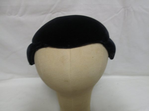 Fantastic Dark Navy  Velvet Flapper style hat 1940's head cover Urbi et Orbi Custom Hats By Yokohama