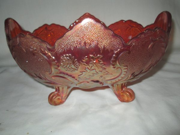 Fantastic Footed Marigold Center Bowl Large oval scalloped with relief pattern