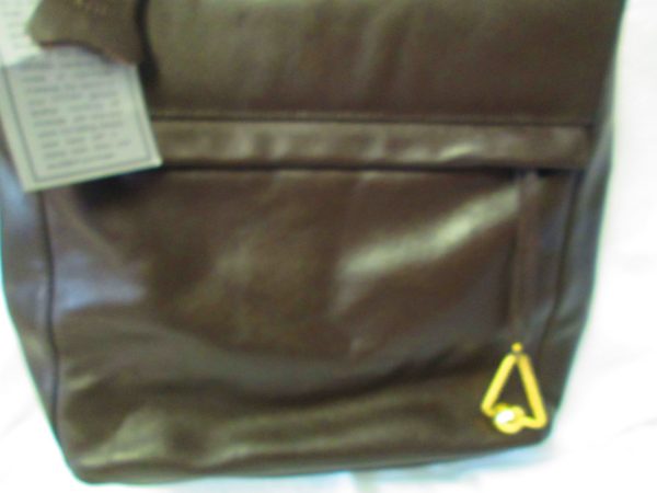 Fantastic Leather Brown Vittoria Purse hand bag with several sections zippers and tag new old stock