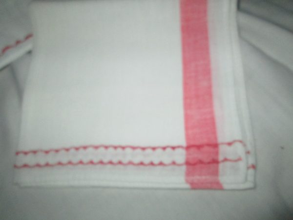 Fantastic Pair of Home Made Kitchen Towels 1400% Cotton Mid Century Red and White