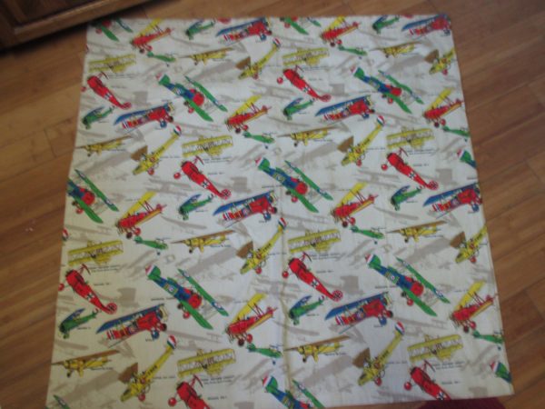 Fantastic Vintage Airplane Picture primary colors on beige Bedroom Laundry kid's room man cave twill lined window curtains Mid Century