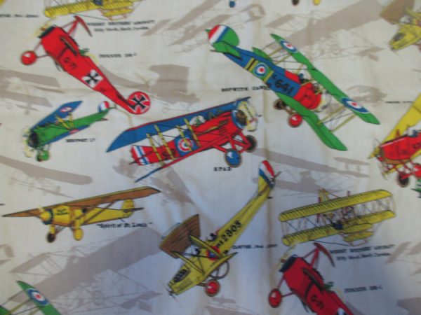 Fantastic Vintage Airplane Picture primary colors on beige Bedroom Laundry kid's room man cave twill lined window curtains Mid Century