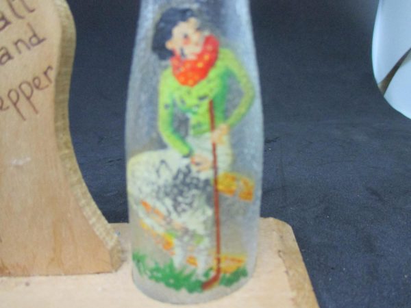 Glass Bottles Dog with Lamp Woman with golf club Salt & Pepper Shaker Farmhouse Collectible Country Cottage Shabby Chic display Pensacola FL