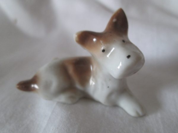 Miniature Vintage scotty scottie dog figurine porcelain mid century Japan Scottish Terrier
