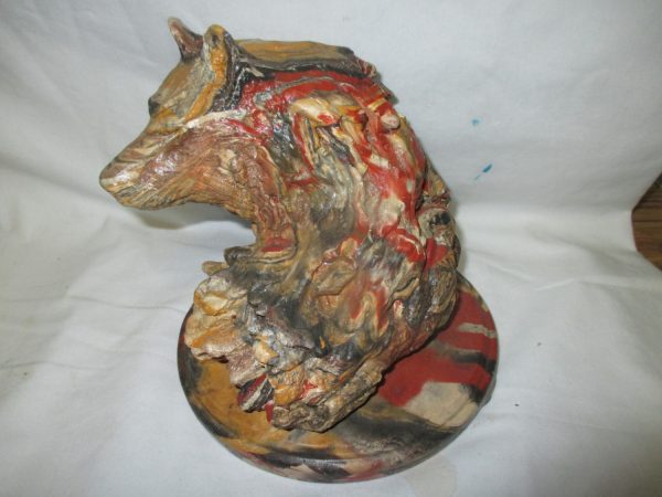 Mississippi Mud Kansas Clay Southwestern Style Wolf Figurine Large Hand Sculpted One of a Kind