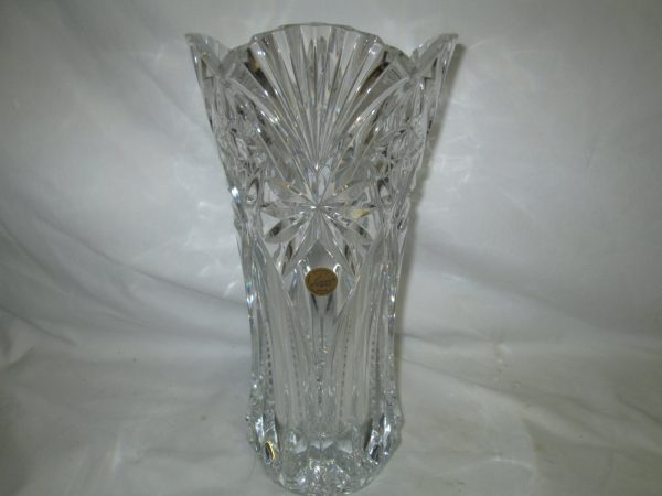 New old stock Vincennes D' Arques France Cut Crystal Vase in original box with original label Unused