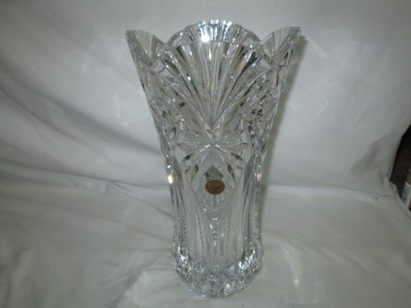 New old stock Vincennes D' Arques France Cut Crystal Vase in original box with original label Unused