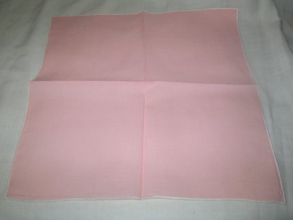 Nice Pink Linen Handkerchief hankie mid century pink cotton vintage cottage shabby chic collectible hanky