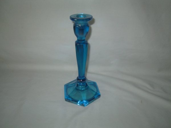 Northwood Carnival / Stretch Candle Holders ~ Colonial #695 ~ Celeste / Sapphire