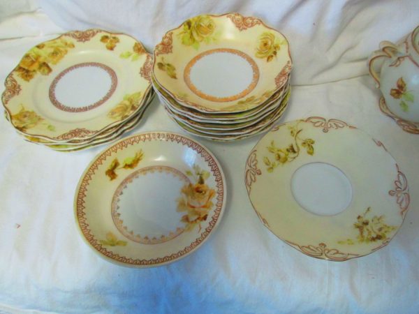 Old Ivory 1800's Germany Fine Bone china dinnerware Misc. 22 pieces no damage