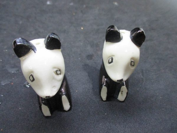 Porcelain Panda Bears Mid Century Salt & Pepper Shaker Farmhouse Collectible Cottage Shabby Chic display original stoppers Japan