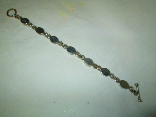 Sterling Silver and Brown Stone Bracelet .925 Sterling Covered Stones Made in Mexico