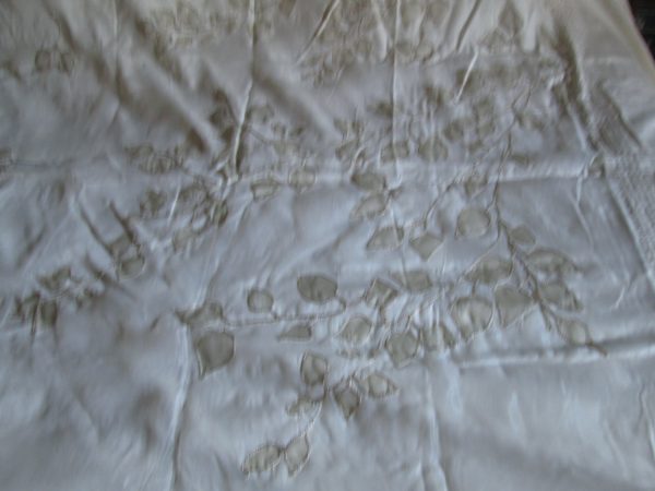 Stunning Ivory Fine Cotton Duvet Cover with Matching Shams Queen size Organza and applique tops Unused new old stock