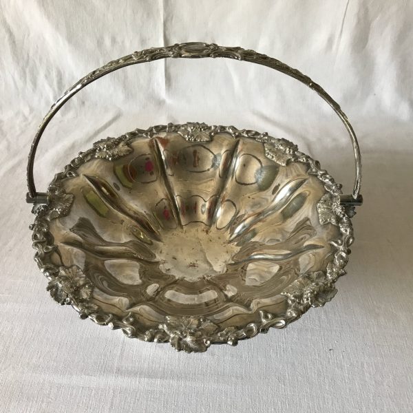 Stunning Large Silverplate Wedding Basket Finely detailed Handled Basket