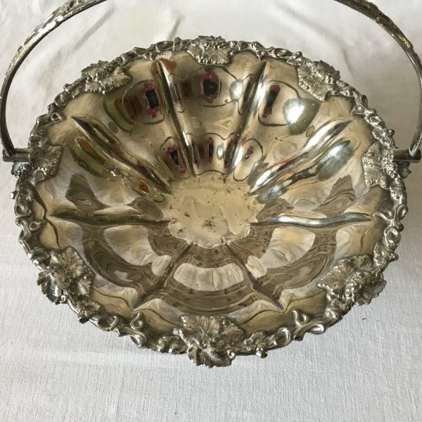 Stunning Large Silverplate Wedding Basket Finely detailed Handled Basket