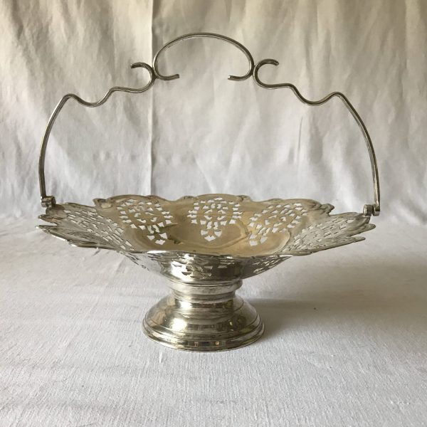 Stunning Large Silverplate Wedding Basket Finely detailed Handled Basket with Reticulated basket