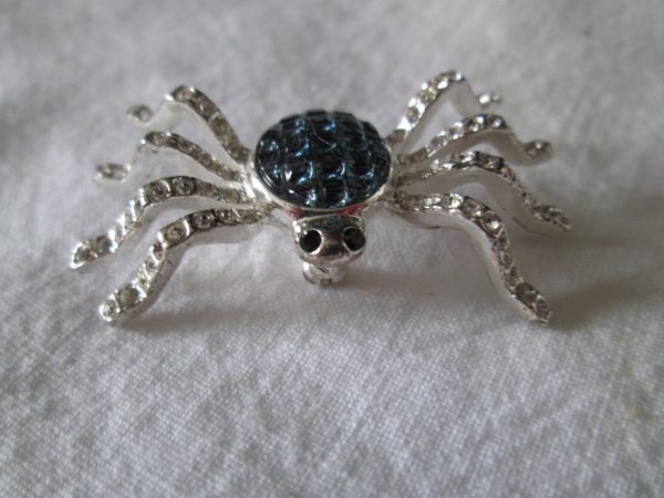 Stunning Silver Tone and Rhinestone Spider Pin Brooch Carolee Brand