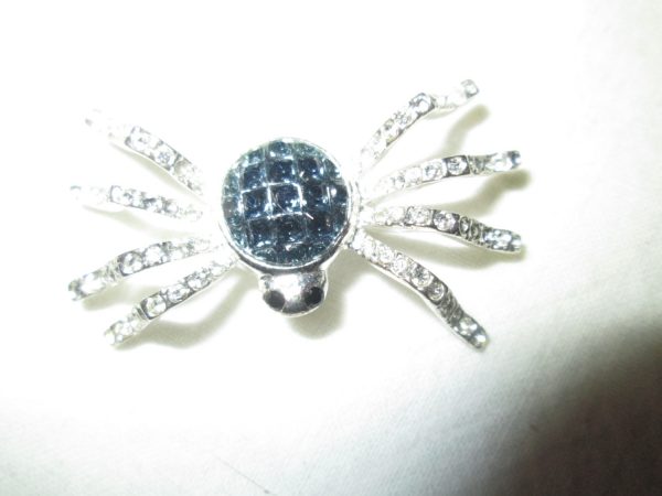 Stunning Silver Tone and Rhinestone Spider Pin Brooch Carolee Brand