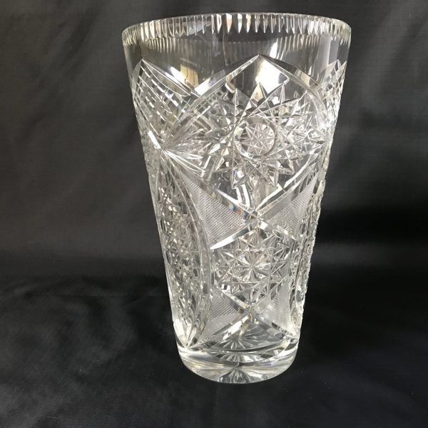 Stunning Vintage Large Cut Crystal Flower Vase
