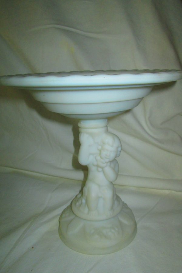 Victorian Style Abalaster Large Compote White, Fine Quality Cherub with Fruit Stunning Large Centerpiece