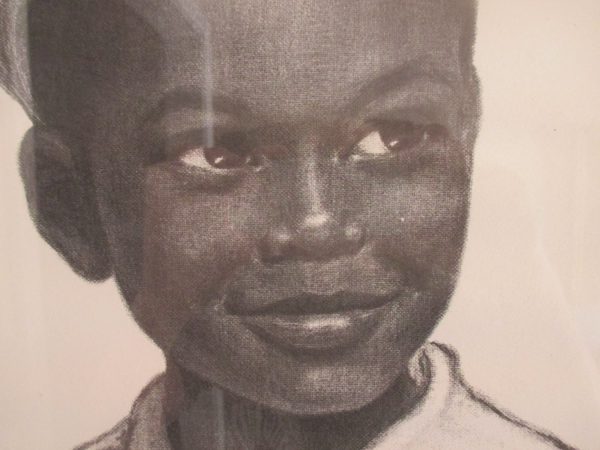 Vintage art lithograph from charcoal J Macdonald Henry "Jamaican Girl" Black Americana Collectible Artwork Farmhouse display cottage retro