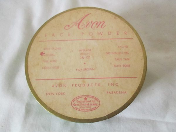 Vintage Avon Face Powder box almost full great vanity decor the color is called Natural Nice vintage powder collectible display
