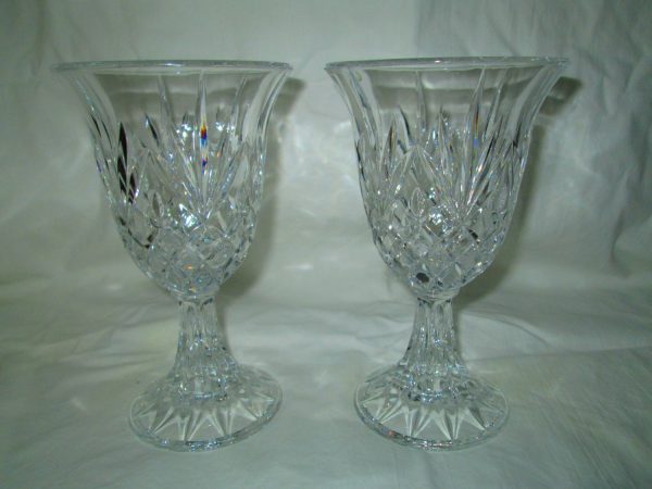 Vintage Beautiful Pair of Cut Crystal Candle Holders Holiday Decor Formal Crystal Candle holders great ring to them