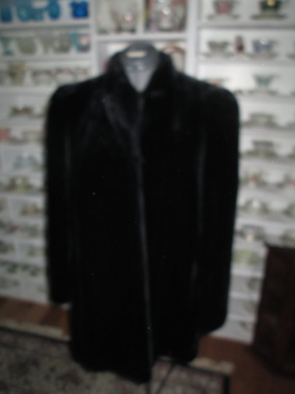 Vintage Black Sasson New York Paris Faux Fur Winter Coat Jacket Satin Lined Luxury Fabric