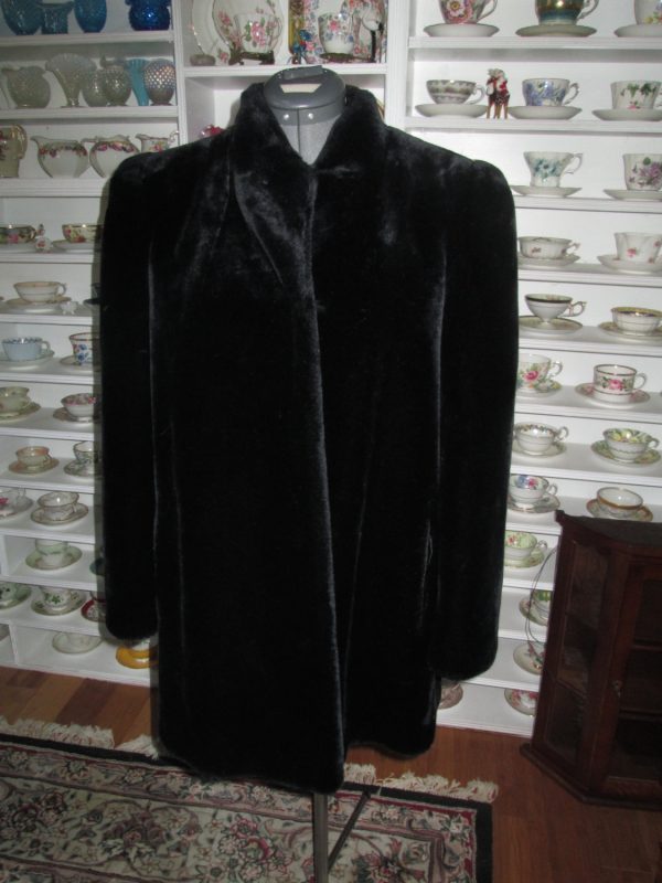 Vintage Black Sasson New York Paris Faux Fur Winter Coat Jacket Satin Lined Luxury Fabric