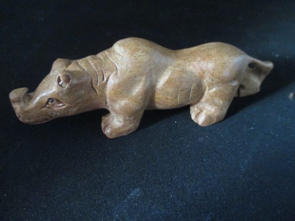 Vintage Boxwood Netuske Carved Rhino Rhinoceros Great Detail hand carved Turn of the Century