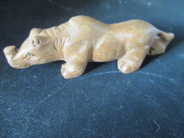 Vintage Boxwood Netuske Carved Rhino Rhinoceros Great Detail hand carved Turn of the Century