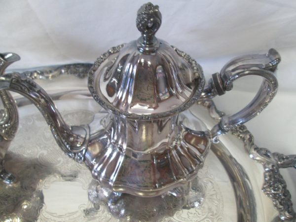 Vintage By Poole 400 Silver 1960's Silverplate Silverplate E.P.C.A. Lancaster Rose Five Pc Tea Coffee Service Set  20.5"x30.5"