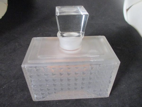 Vintage Christian Dior crystal perfume bottle Eau de toilettte Miss Dior 8 oz bottle ground square stopper cottage shabby chic Art Deco
