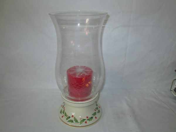 Vintage Christmas Lenox Candle holder Candlestick Holder with Glass chimney New old stock in original box Dimensions Collection