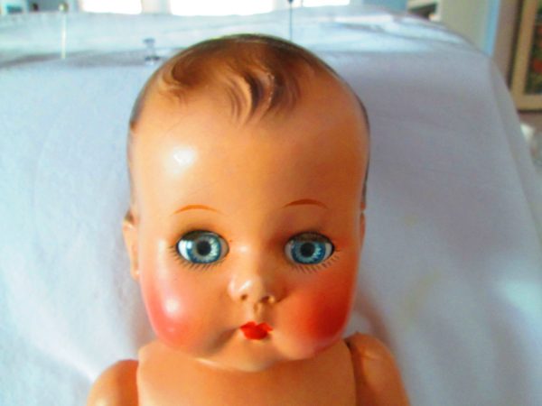 Vintage Composite Baby Doll Sleeper Blue Eyes Great Condition 20" Tall