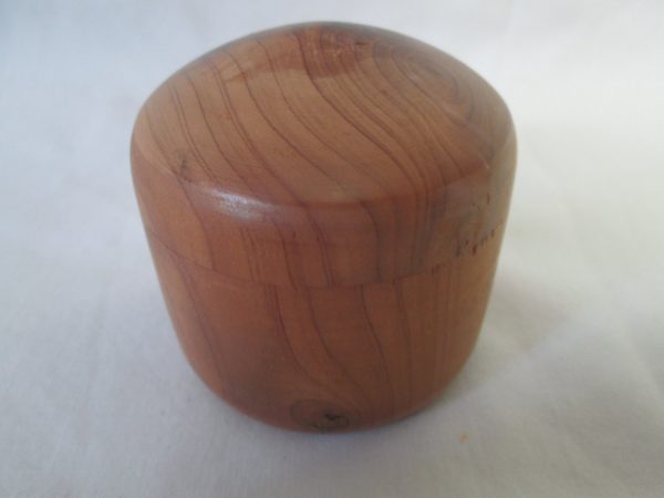 Vintage Hand turned home made wooden trinket box with lid natural wood